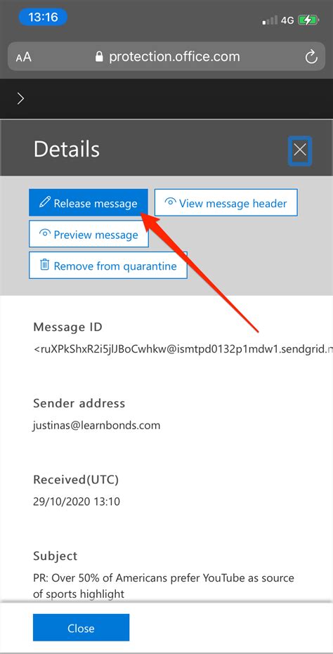 420 4.7.3 resubmitting quarantine message.|O365 Find and release quarantined messages .